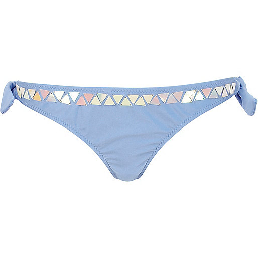 jacques-vertuk Blue embellished tie up bikini bottoms 630302 women Bikinis