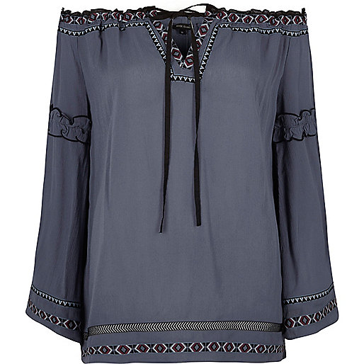 river island ribbed dress,jacques-vertuk Outlet Blue embroidered bardot smock top women 704040