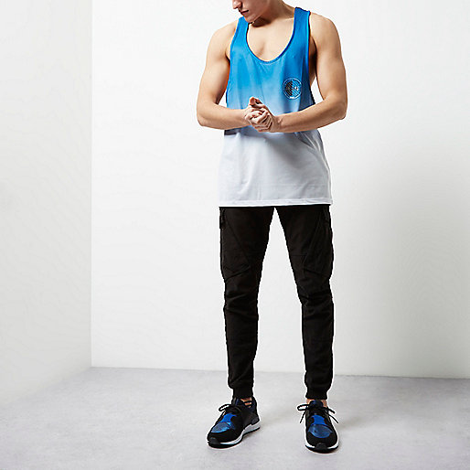 river island sale tops,jacques-vertuk Online Shopping Blue fade racer back tank T-Shirts / Tanks Sale men