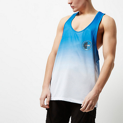 river island sale tops,jacques-vertuk Online Shopping Blue fade racer back tank T-Shirts / Tanks Sale men