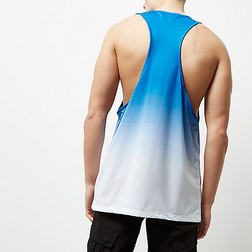 river island sale tops,jacques-vertuk Online Shopping Blue fade racer back tank T-Shirts / Tanks Sale men