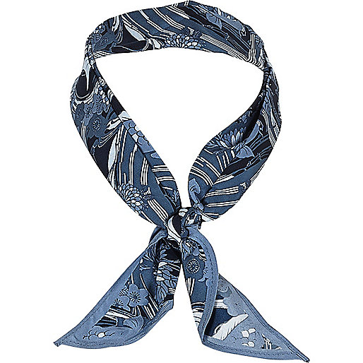 jacques-vertuk Blue fish print neck scarf 295734 men Accessories