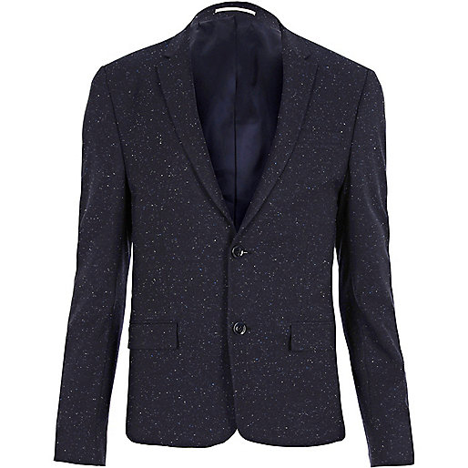 river island white rose,jacques-vertuk London Blue flecked skinny suit jacket men 294490