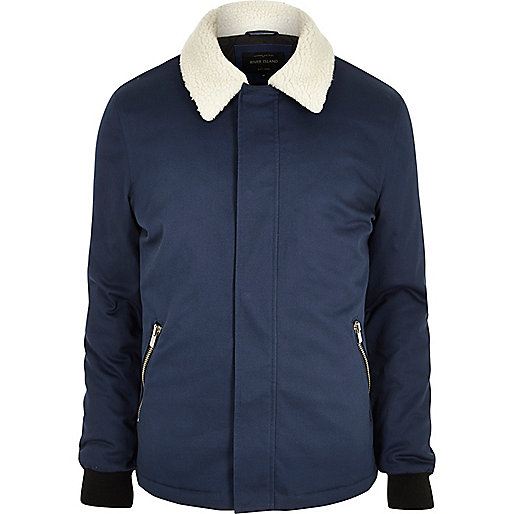 waterfall leather jacket river island,jacques-vertuk Clothing Sale Uk Blue fleece collar jacket Coats / Jackets Sale men