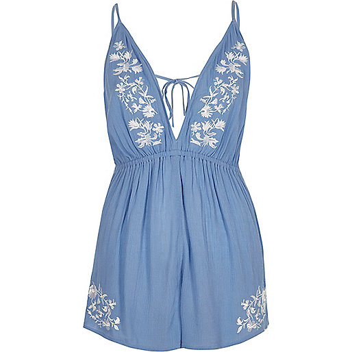 river island sequin dress silver,Www jacques-vertuk Uk Blue floral embroidered romper Caftans / Cover-Ups Swimwear / Beachwear women