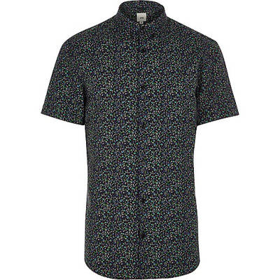 jacques-vertuk Blue floral muscle fit short sleeve shirt 303825 men Shirts Short Sleeve Shirts