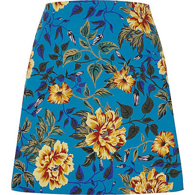 jacques-vertuk Blue floral print A line mini shirt 710127 women Skirts Mini Skirts