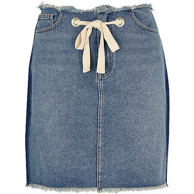 river island shoes sale,jacques-vertuk Sale Blue frayed hems drawstring denim mini skirt women 708667