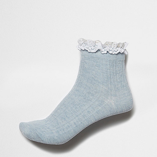 jacques-vertuk Blue frill cable knit socks 700646 women Tights & Socks