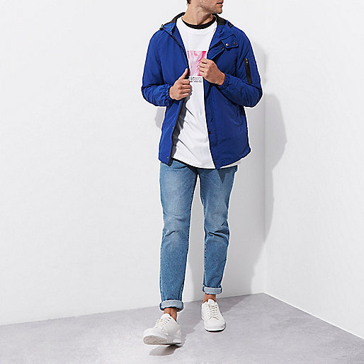 jackets river island ladies,jacques-vertuk United Kingdom Blue hooded lightweight jacket Jackets Coats / Jackets men