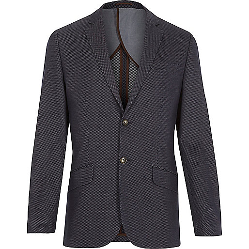 jacques-vertuk Blue jacquard weave slim suit jacket 285145 men Blazers