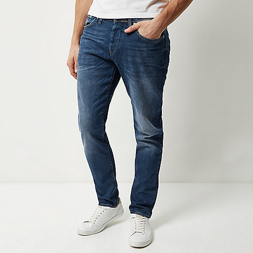 blue mid rise flared jeans river island,Online jacques-vertuk Shopping Blue Jimmy slim tapered jeans Jeans Sale men