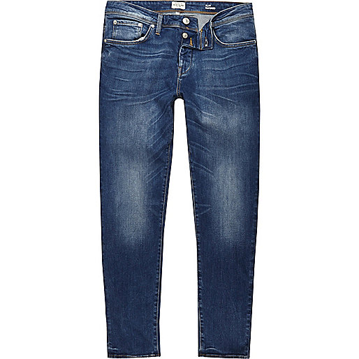 blue mid rise flared jeans river island,Online jacques-vertuk Shopping Blue Jimmy slim tapered jeans Jeans Sale men