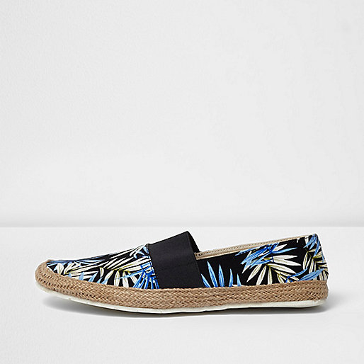 jacques-vertuk Blue leaf print espadrille plimsolls 299564 men Shoes / Boots