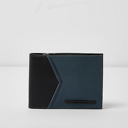 jacques-vertuk Blue leather chevron panel wallet 300715 men Accessories Wallets