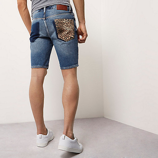 river island gym bag,jacques-vertuk New Look Blue leopard patch skinny fit shorts Shorts Sale men