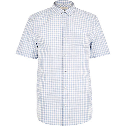 river island fur trim jacket,jacques-vertuk Shop Blue melange gingham short sleeve shirt men 285669