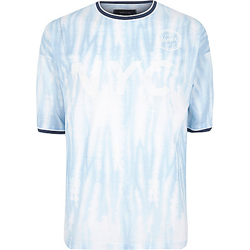 jacques-vertuk Blue mesh tie dye oversized T-shirt 300100 men T-Shirts / Vests