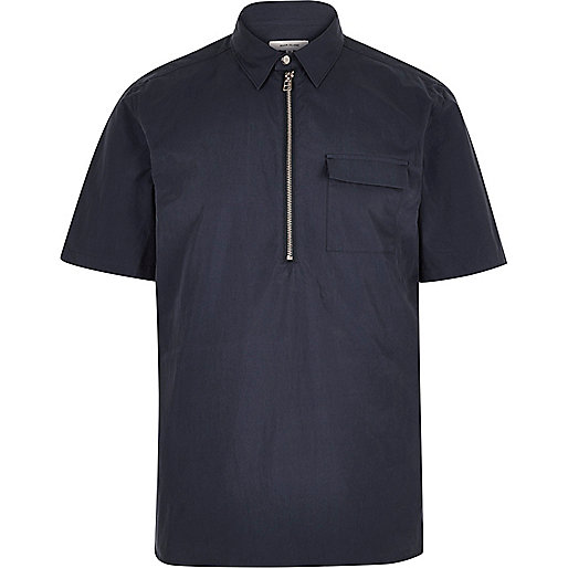 jacques-vertuk Blue minimal overhead short sleeve shirt 290187 men Shirts