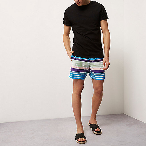 river island black pointed heels,jacques-vertuk UK Blue multi colored stripe swim trunks men 298674