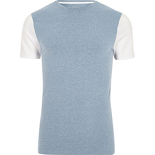 very river island,Ri8Ver Island Blue muscle fit color block sleeve T-shirt T-shirts T-Shirts / Tanks men