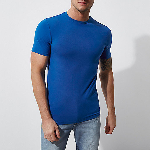 river island grey bag,jacques-vertuk R Blue muscle fit crew neck T-shirt T-shirts T-Shirts / Tanks men