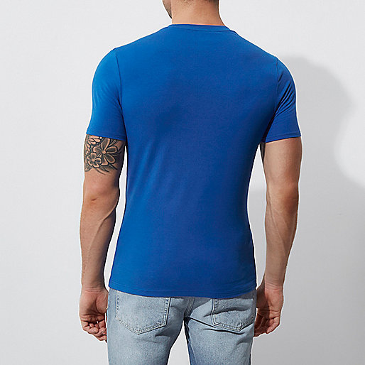 river island blue monogram bag,jacques-vertuk Ireland Blue muscle fit crew neck T-shirt men 301898