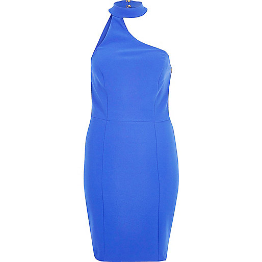 jacques-vertuk Blue one shoulder choker dress 693345 women Dresses