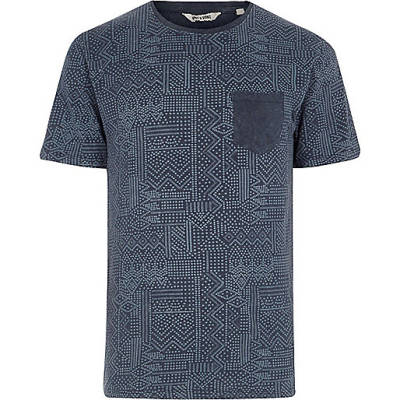 jacques-vertuk Blue Only & Sons washed geo pocket T-shirt 301434 men T-Shirts / Vests T-shirts