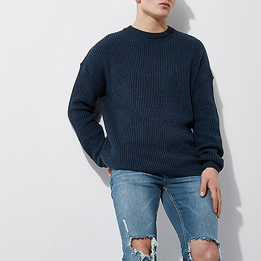 river island going out dresses,jacques-vertuk UK Blue oversized fisherman sweater men 301623