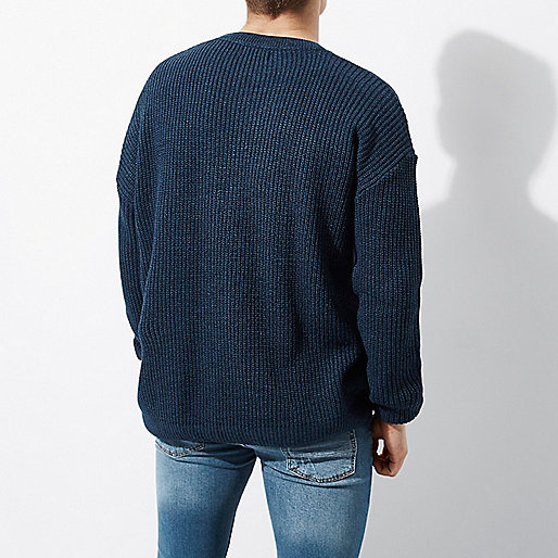 river island going out dresses,jacques-vertuk UK Blue oversized fisherman sweater men 301623