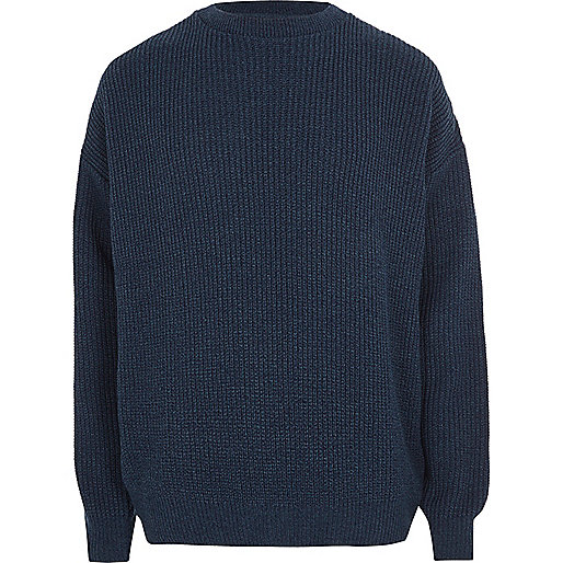 jacques-vertuk Blue oversized fisherman sweater 301623 men Jumpers / Cardigans Jumpers