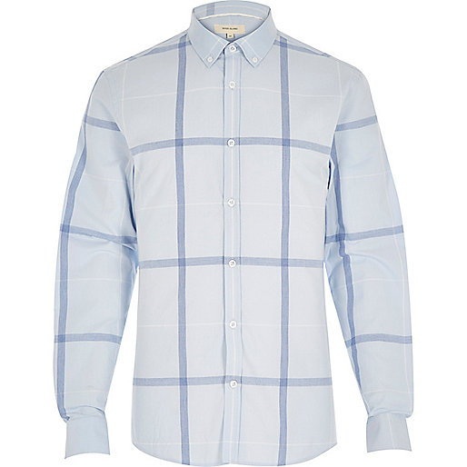 jacques-vertuk Blue oversized grid check shirt 285460 men Shirts