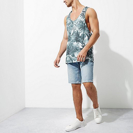 river island fitted dress,jacques-vertuk South Africa Blue palm tree print racer back tank men 302732