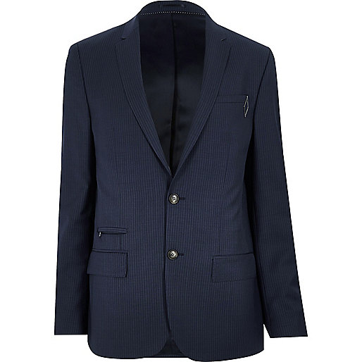 jacques-vertuk Blue pin stripe slim jacket 290561 men Suits