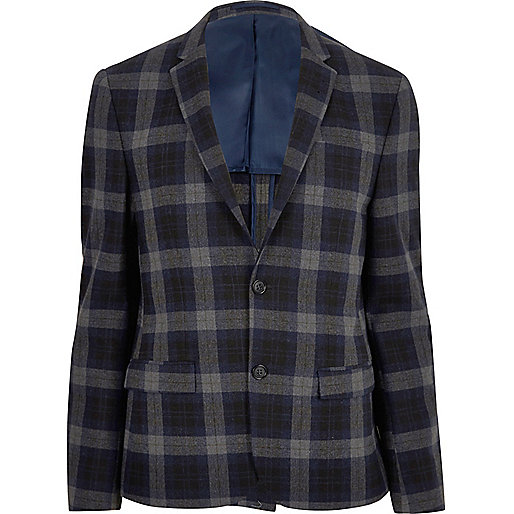 jacques-vertuk Blue plaid skinny cropped blazer 294328 men Blazers