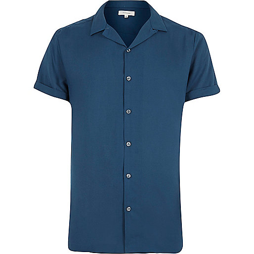 jacques-vertuk Blue revere collar short sleeve shirt 295464 men Shirts