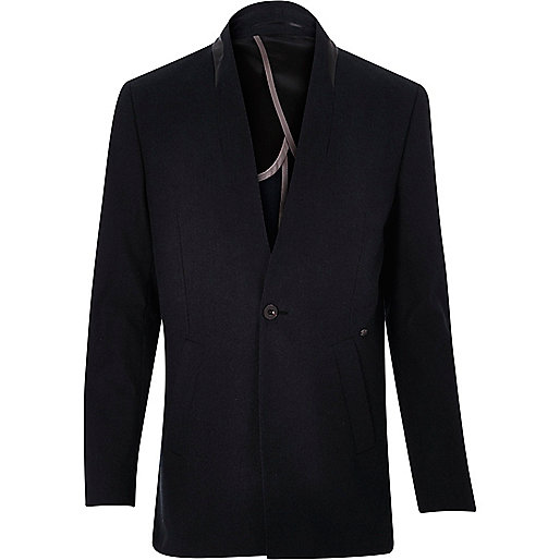 river island black crochet dress,Island River Blue reverse lapel longline blazer Blazers Sale men