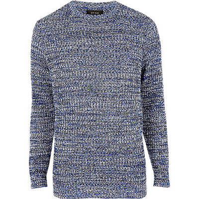 jacques-vertuk Blue ribbed knit slim fit sweater 300674 men Jumpers / Cardigans