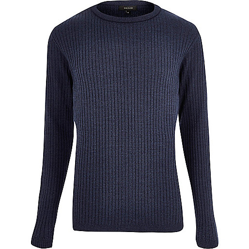 jacques-vertuk Blue ribbed sweater 297662 men Jumpers / Cardigans