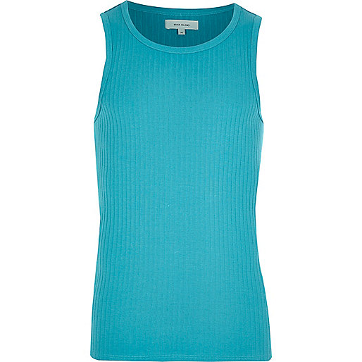 jacques-vertuk Blue ribbed tank 294991 men T-Shirts / Vests