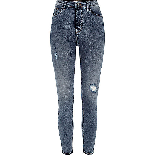 boxing day river island,jacques-vertuk Navy Waterfall Dress Blue rip Harper high waisted skinny jeans Jeans Sale women