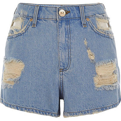 jacques-vertuk Blue ripped denim shorts 698944 women Shorts Denim Shorts