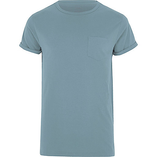 jacques-vertuk Blue rolled sleeve pocket T-shirt 302802 men T-Shirts / Vests T-shirts