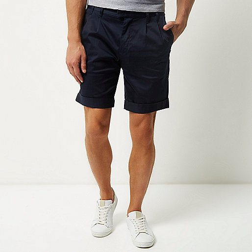 www river island sale,jacques-vertuk Style Blue sateen slim fit shorts Shorts Sale men