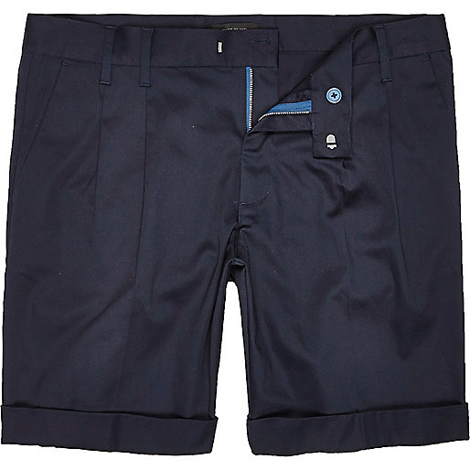 www river island sale,jacques-vertuk Style Blue sateen slim fit shorts Shorts Sale men