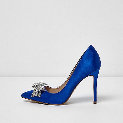 river island bags outlet,jacques-vertuk UK Blue satin rhinestone bow pumps women 703250