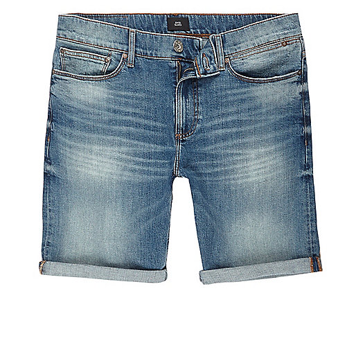 jacques-vertuk Blue skinny green cast denim shorts 303034 men Shorts Casual Shorts