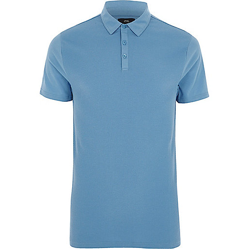 jacques-vertuk Blue slim fit waffle polo shirt 302824 men Polo Shirts