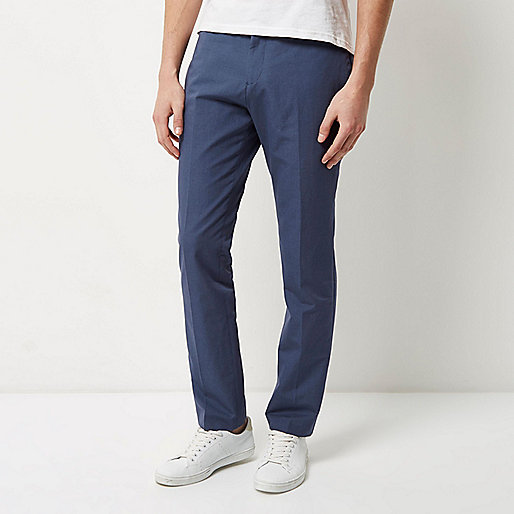 jacques-vertuk Blue smart slim elastic waist pants 293618 men Trousers